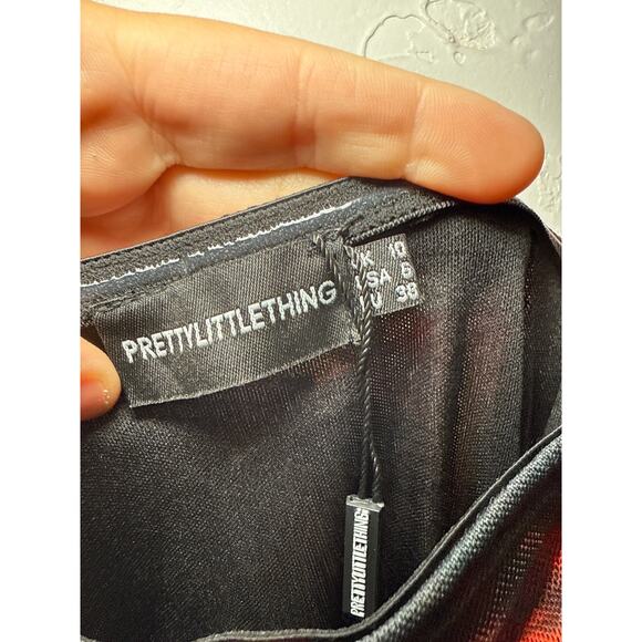 NWT Prettylittlething multin sheer lined‎ ruched bodycon dress womens 6 festival - Picture 3 of 9